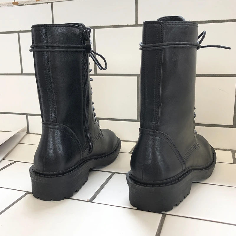 Черные сапоги в жокейском стиле Женская Повседневная зимняя обувь милые женские