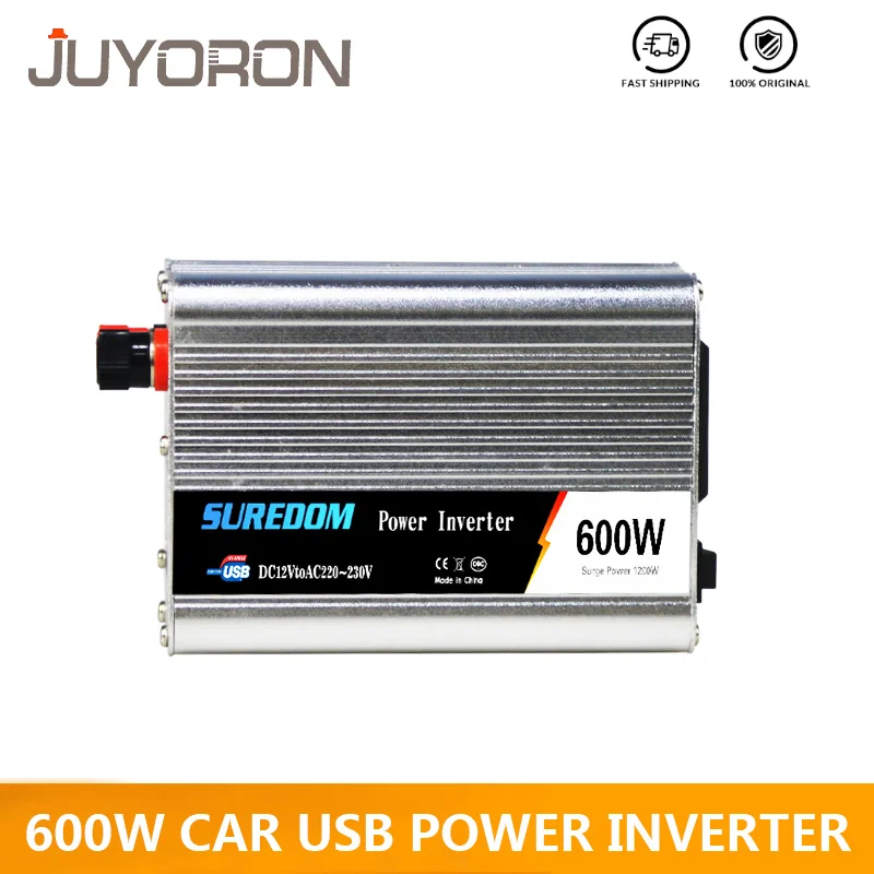 600 Вт Инвертор с одним входом USB DC 12V 24V портативный автомобильный адаптер для