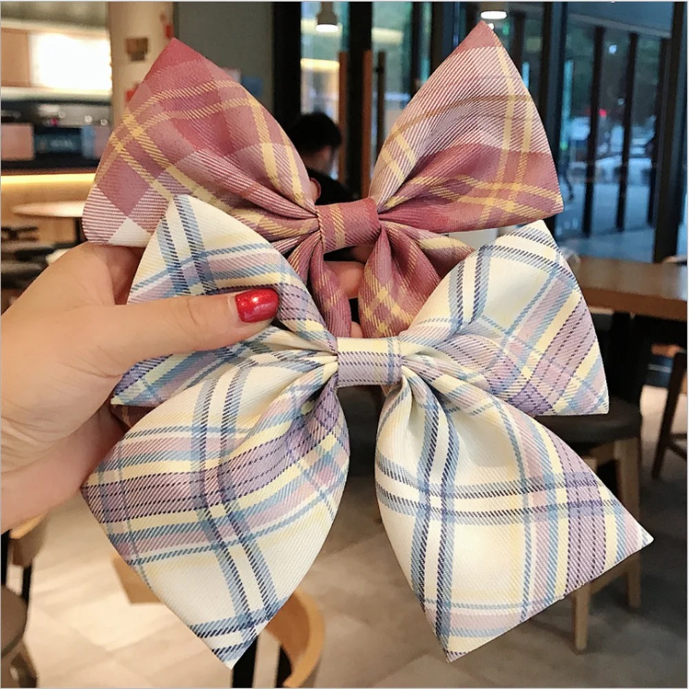 

Oversized Bow Hair Accessories Fashion Plaid Ribbon Hairpins Big Bow Hairpins Women Girls Satin Ladies Hairpins Cute