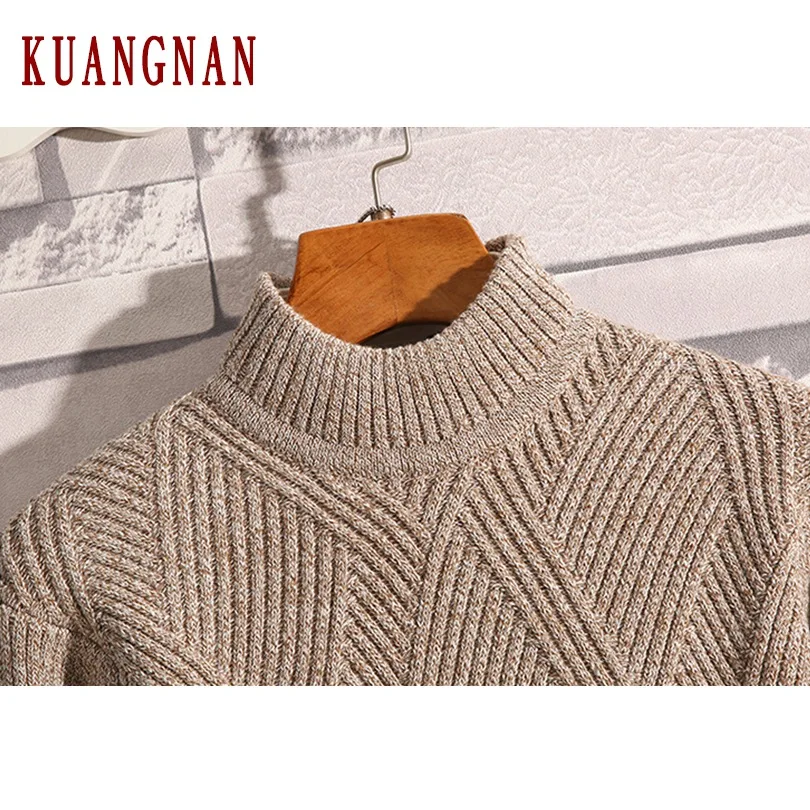 KUANGNAN Argyle зимний свитер для мужчин пальто пуловер и свитер для мужчин зимние мужские свитера для осень человек Pull одежда XXXL
