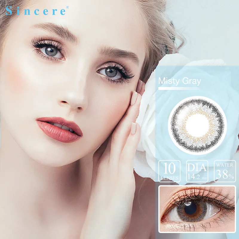 

Контактные линзы Sincere vision Misty gray, 10 шт./кор., цветные контактные линзы для маленьких красивых зрачков, для глаз, ежегодный рецепт для близоруко...