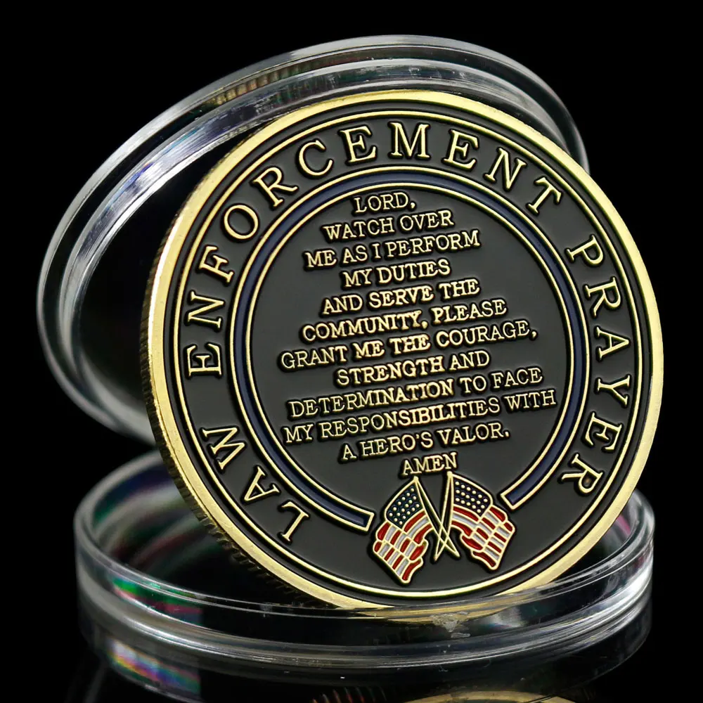 

Patron Saint of Law Enforcement Police Souvenir ST. Micheal Law Enforcement Prayer Coin US Golg Plated Coin Commemorative Coin