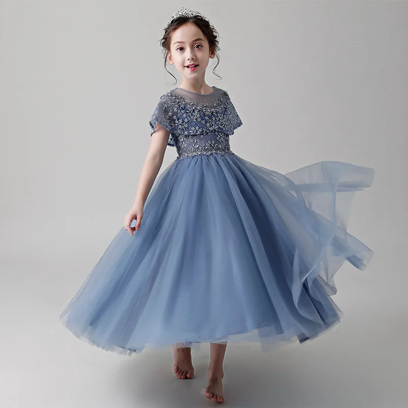 

Children's dress 2021 new puffy yarn piano performance costume host dress catwalk Lolita girl princess dress