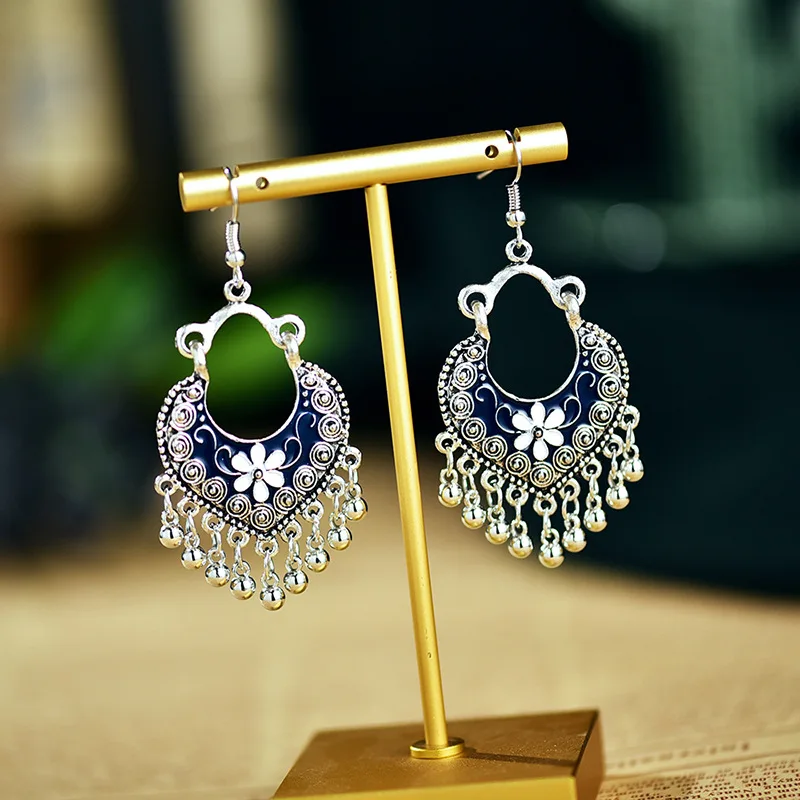 Женские Ювелирные изделия в этническом стиле маленькие бусины цветок 7 см серьги