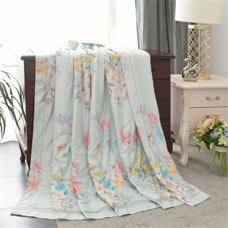 Летнее одеяло в европейском стиле из тенсела с реактивным принтом мягкое