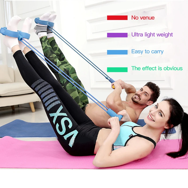 4-трубки ножная педаль канат для перетягивания Многофункциональный латекс