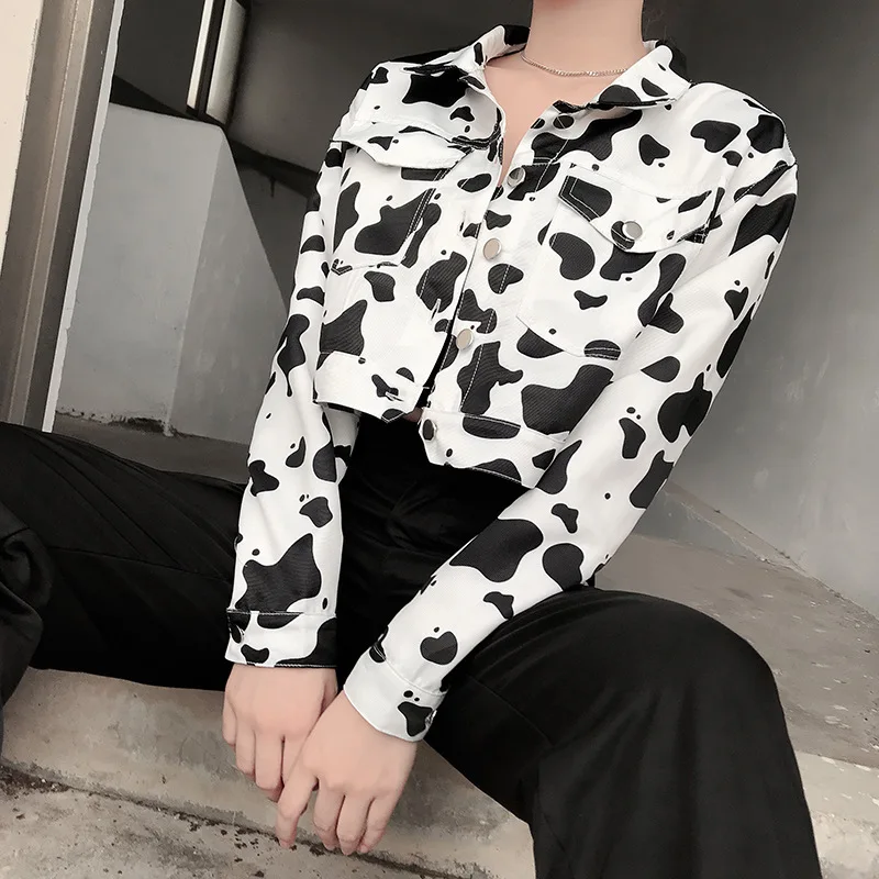 Женская укороченная куртка короткая уличная с цветным блочным принтом каваи