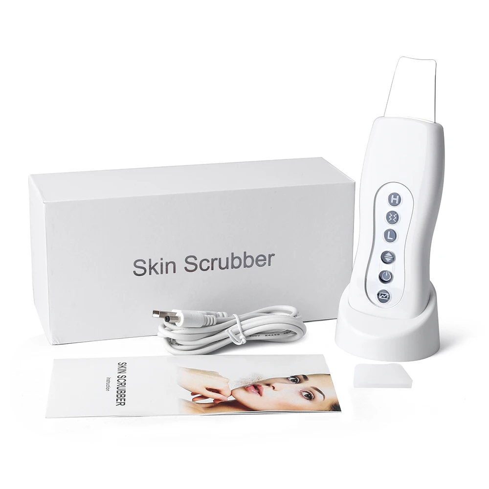 Ultrasonic Skin Scrubber Deep Facial Cleaner Ion Acne Blackhead Remover Peeling Shovel Massager Face Lift Machine | Красота и