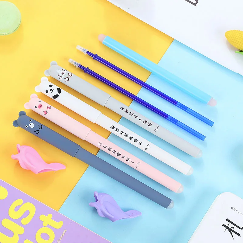 1 шт., милые стираемые гелевые ручки Kawaii, стираемые ручки для школьников, ручки для письма, подарок для детей, канцелярские принадлежности 040012