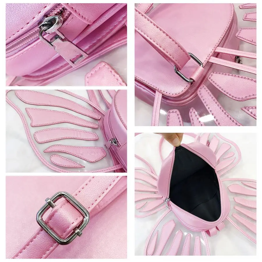 Harajuku рюкзак с бабочкой женский лазерная прозрачная сумка крыльями из