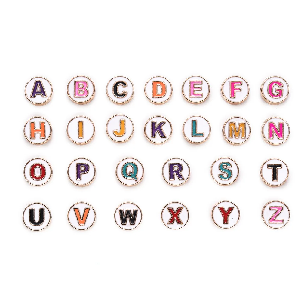 

DIY Jewelry Accessories 26 English Alphabet Letter Beaded Side Enamel Beads Spacer Beads For Handmade Necklace Bracelet