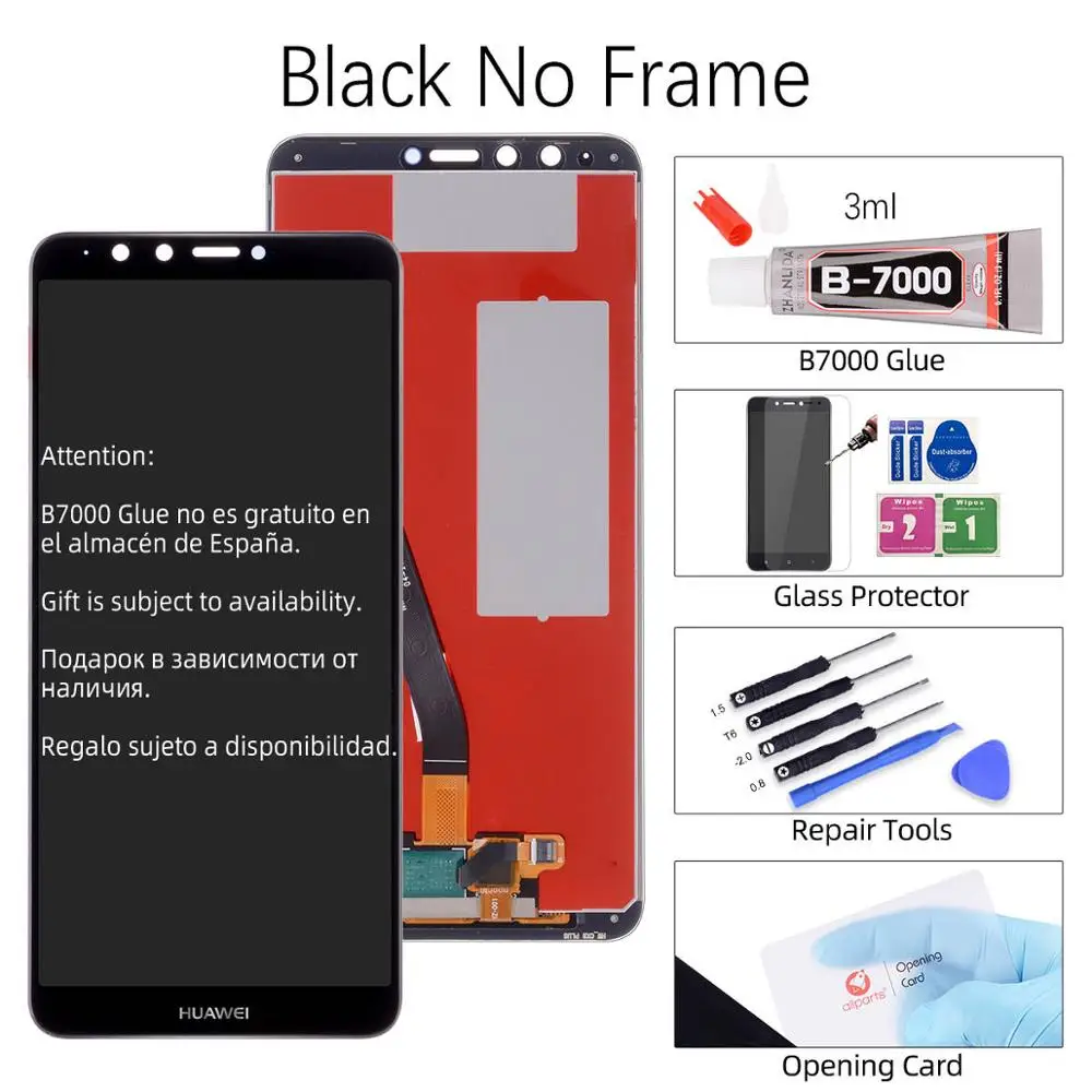 Дисплей для HUAWEI Y9 Enjoy 8 Plus fla lx1 LCD в сборе с тачскрином 5.93‘’ черный белый - Цвет: Black No Frame