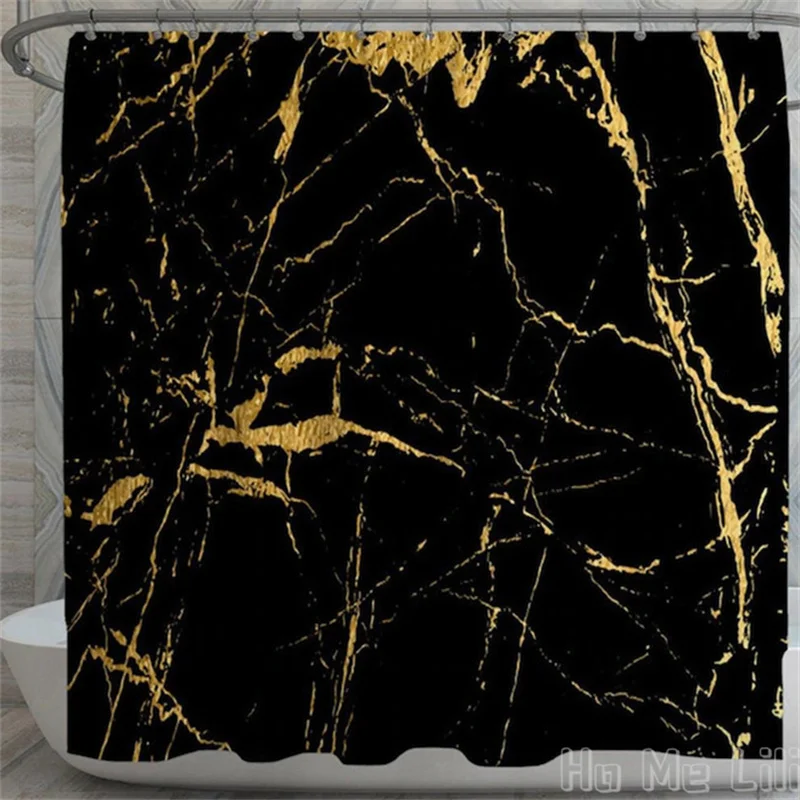 

Black And Gold Marble Personalized Shower Curtain Black Marble Print Bathroom Decor