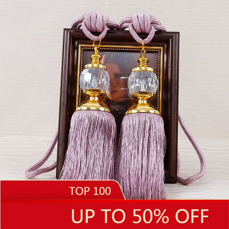 

European Crystal Ball Tassel Fringe Curtain Bandage Bedroom Living Room Hanging Ball Tassel decorative balls