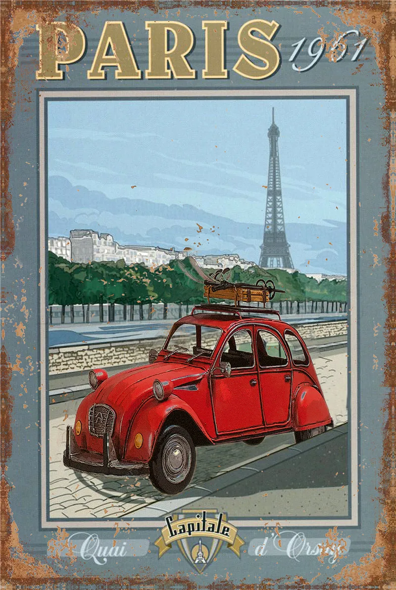 

Antique Car Decorative Boards Bus Indoor Party Signs Jeep Metal Wall Decor Supercar Home Living Room Decoration Taxi Plates