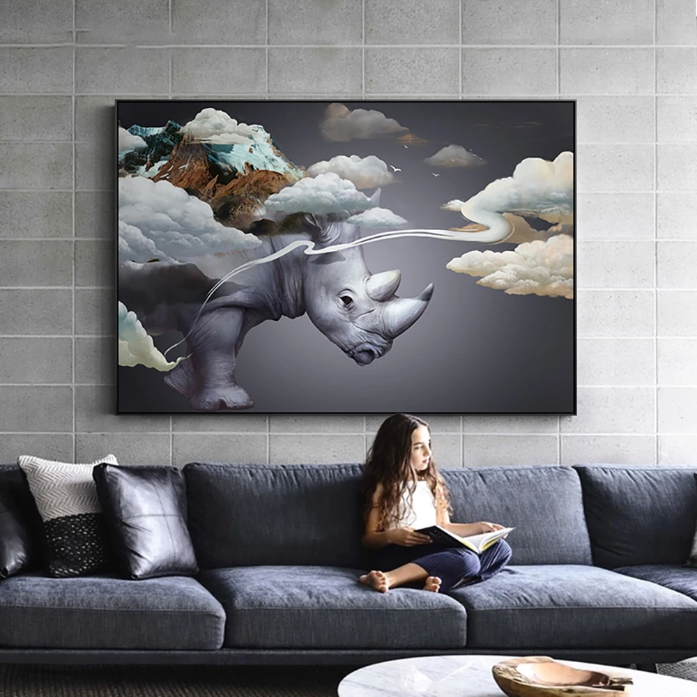 5D алмазная живопись животное Алмазная вышивка абстрактный носорог плакат