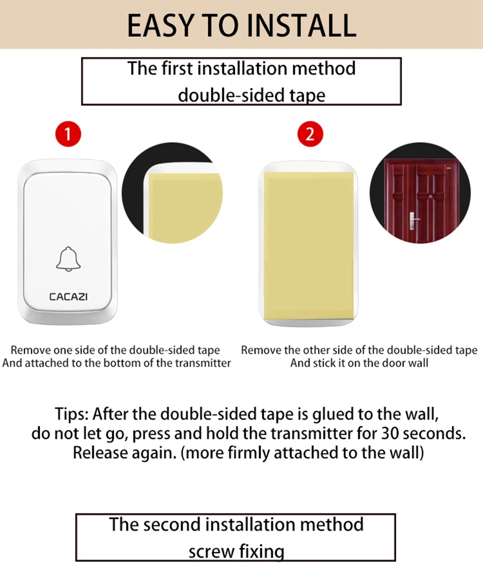 Беспроводной дверной звонок 2 кнопки 1 приемник приветственная безопасность дома