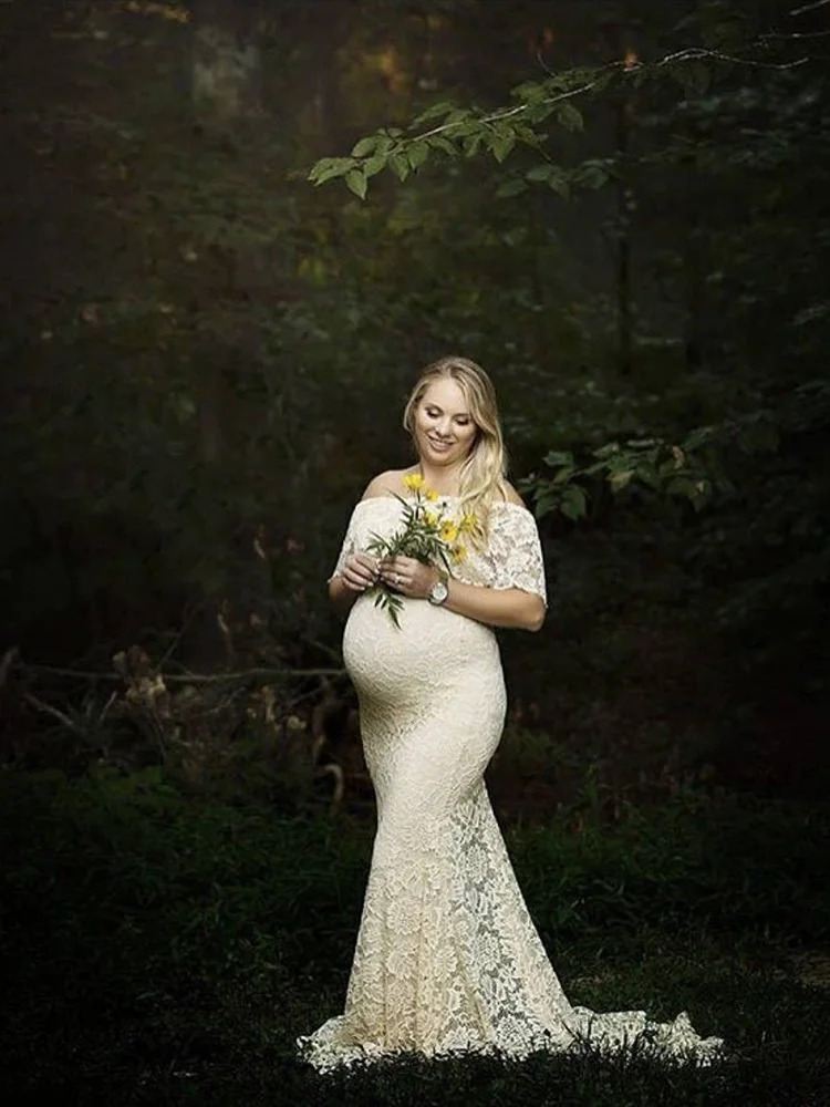 Новинка элегантное кружевное платье для беременных реквизит фотографий Длинные