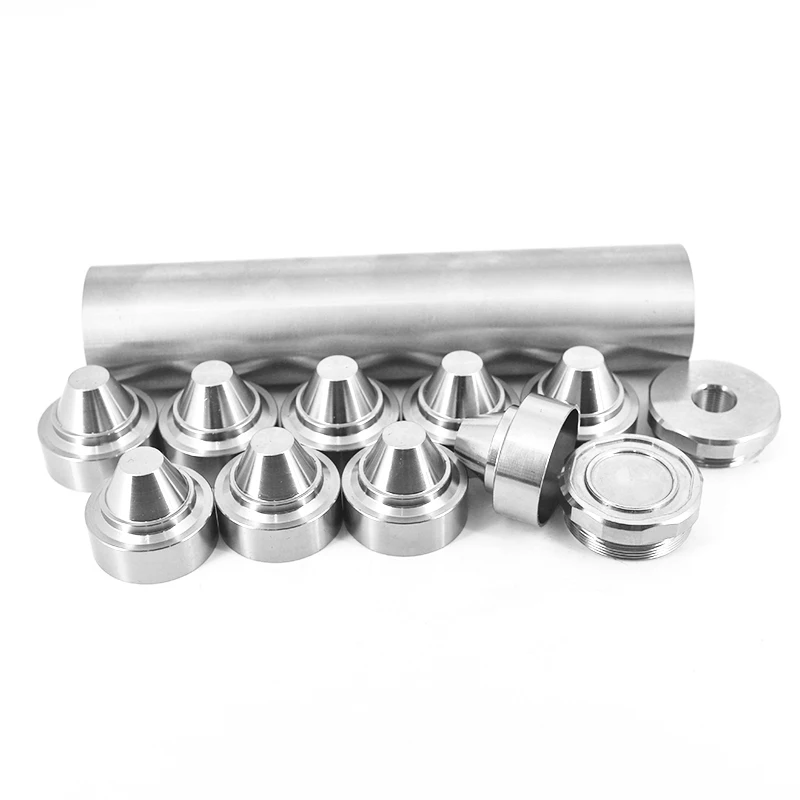 

7.8''L TITANIUM Tube 1.5" OD 1.355" ID 1/2x28 + 5/8x24, 9x Titanium Skirted Cone Cups Solvent Trap Fuel Filter Built in Spacer