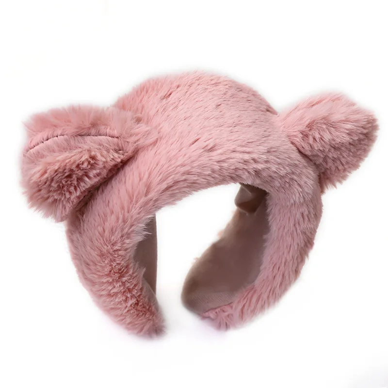 Повязка на голову с милым плюшевым медведем Зимняя повязка ободок аксессуары для