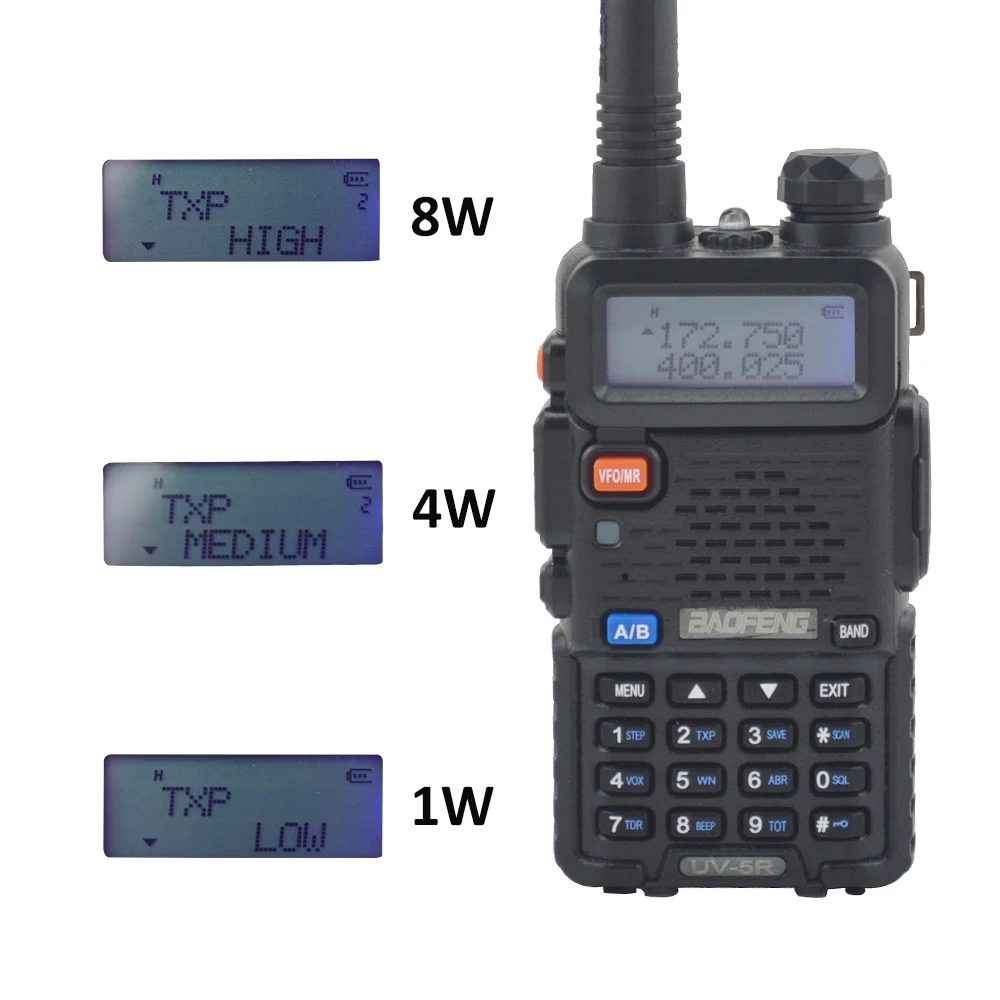 Baofeng Walkie Talkie UV-5R 8W VHF UHF Dual band FM taşınabilir iki yönlü telsiz 128CH kulaklık ile