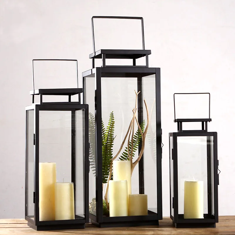 Скандинавский ветрозащитный стеклянный подсвечник FC116 для улицы из железа с