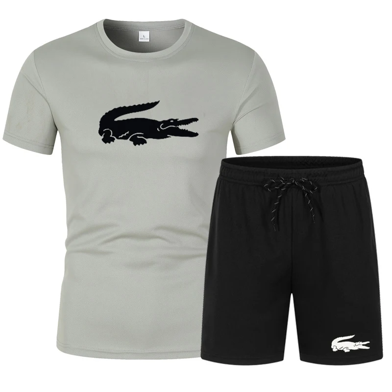 

Summer Sweat Suits Two Piece Set Men Brand Quality Clothing Tracksuit Set Male Quick-Drying Sport Short Training S-4XL