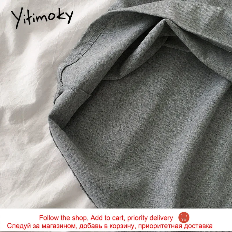 

Yitimoky Midi Skirts Spring 2021 New Korean Style High Waist Casual One Size A-Line Pockets Skirt for Women Cotton Hot Sale