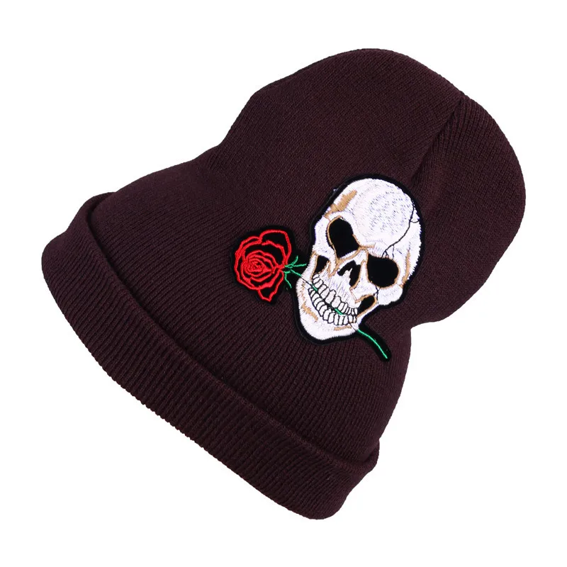 Новое модное платье с цветочным принтом с вышивкой вязаные skullies для мужчин и женщин, с героями мультфильмов, повседневная одежда, шапка зимняя теплая обувь для детей; мягкая хлопковая кепка головные уборы skullies
