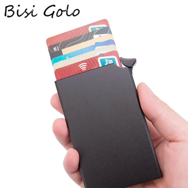 BISI GORO/Защита от кражи RFID кредитной держатель для карт тонкий ID карты Чехол унисекс автоматически твердого металла кошелёк для банковских карт Бизнес мини