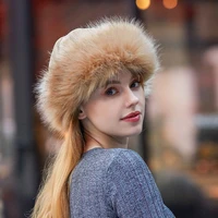 womens winter warm suede landlord hat solid thickened warm hip hop hat skull hat russia outdoor shopping beanie hat