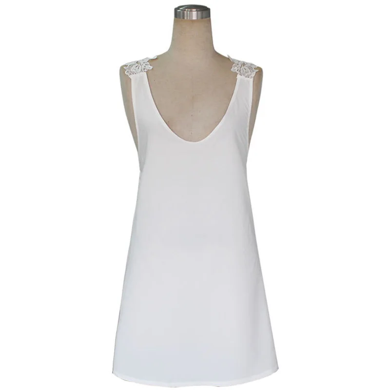 Летнее стильное платье 2017 Лидер продаж женское белое кружевное без рукавов с