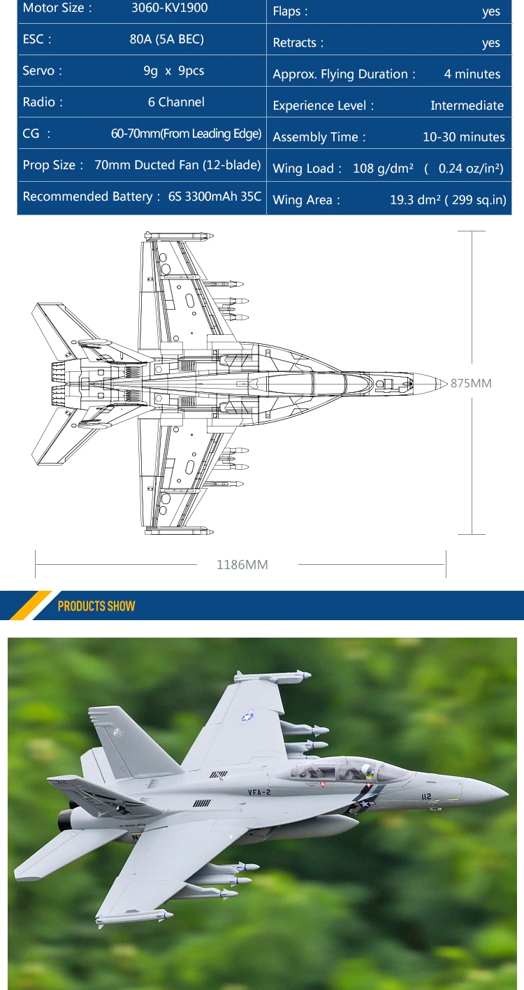 Радиоуправляемый самолет FMS F/A-18F F18 Super Hornet V2 70 мм воздуховод вентилятор EDF струйная шкала модель самолета PNP 6S 6CH с створками