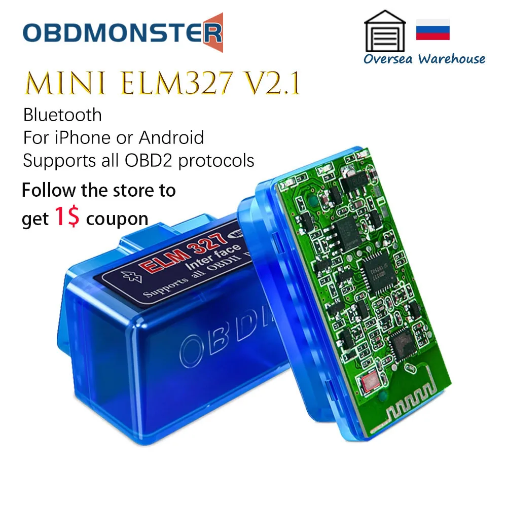 OBDMonster Mini ELM327 V2.1 для iPhone/ Android Bluetooth Автомобильный диагностический сканер OBD2