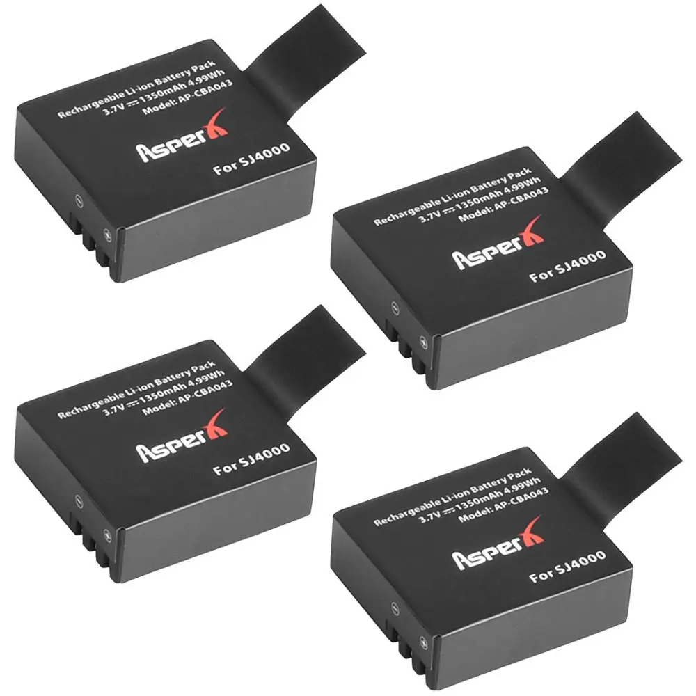 Аккумуляторная батарея SJ4000 PG1050 4 шт. + зарядное устройство USB со светодиодными 3