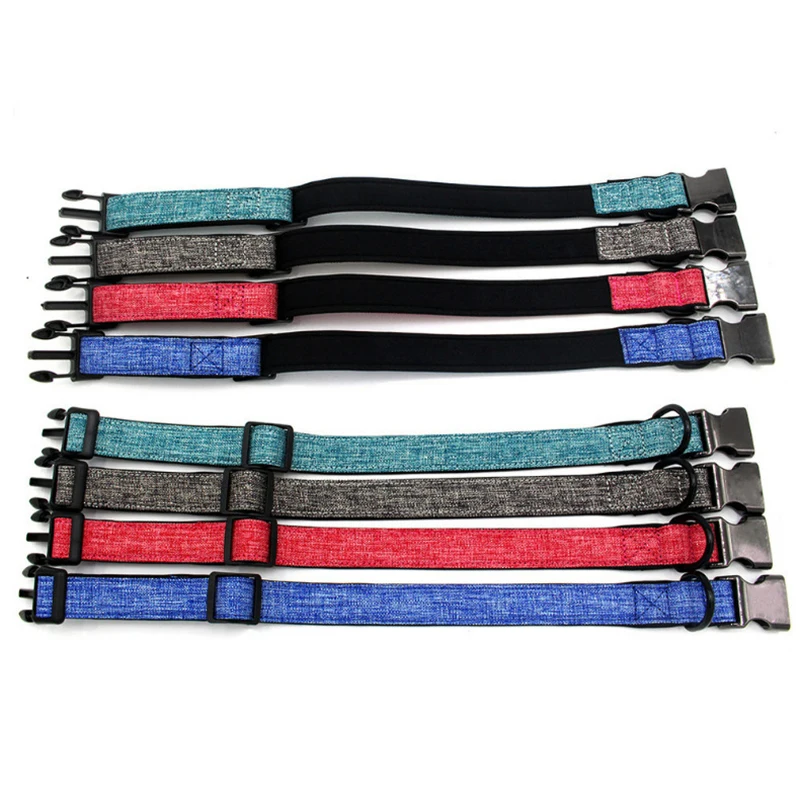 

Pet Basics Collar Dogs Neck StrapCanvas Adjustable Buckle Personalize Dog Collar For Dogs Soft Fabric D-Ring Pets Necklace