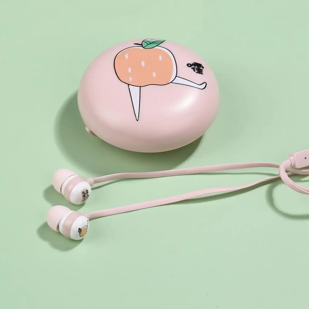 Универсальные милые Мультяшные наушники с фруктами стерео проводные футляром