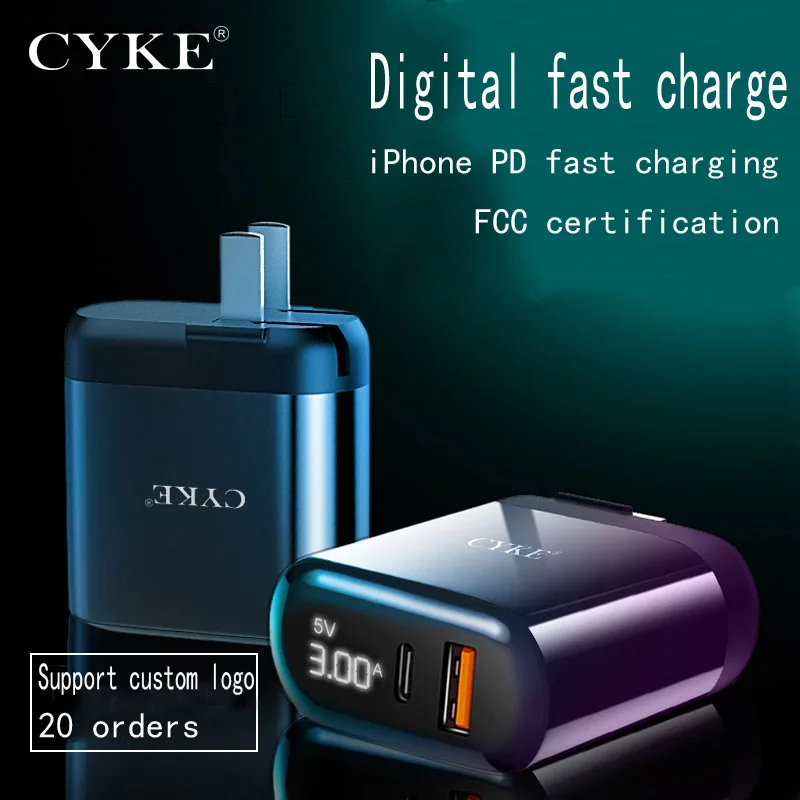 CYKE новый двойной USB интерфейс QC3.0 Быстрая зарядка PD18W складное Цифровое зарядное