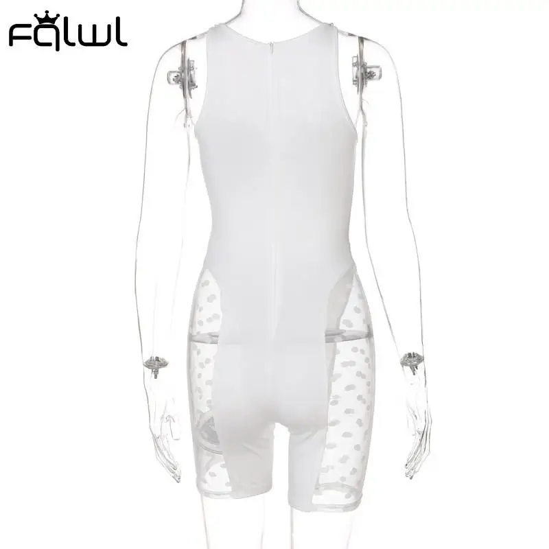 Летний прозрачный сетчатый белый комбинезон FQLWL женские комбинезоны Сексуальные