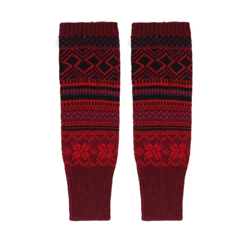 Женские зимние очень длинные гетры Boho разноцветные геометрические узорные