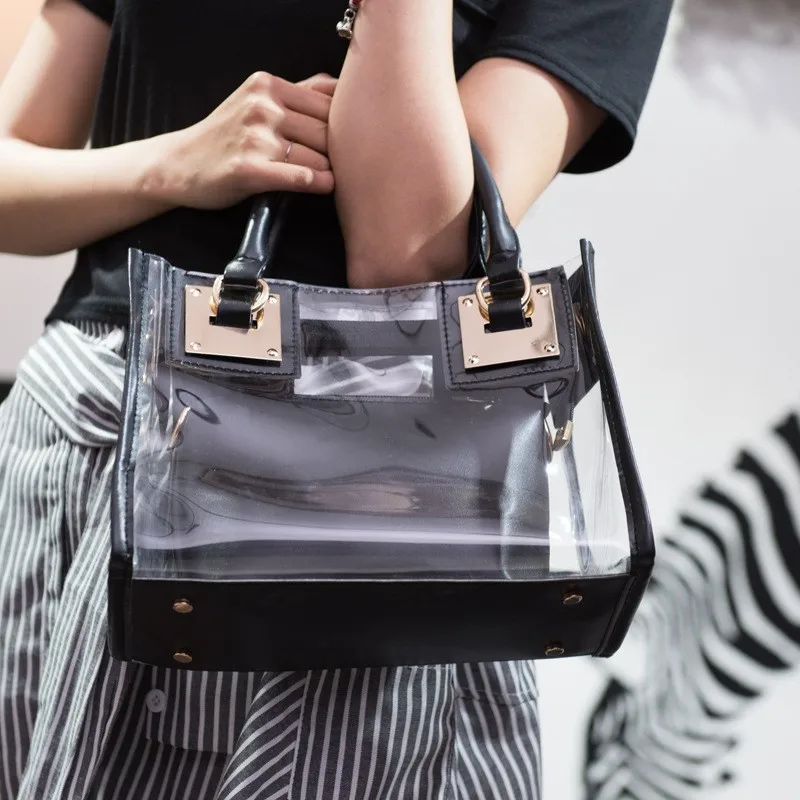 

Laser portable 2020 new female bag, beach bag, shoulder messenger, Korean version of picture and mother bag, transparent jelly