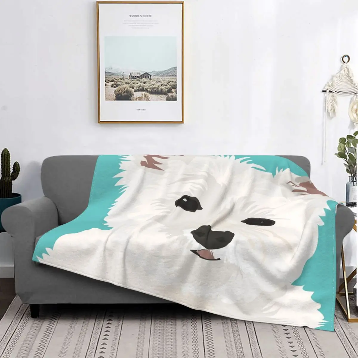 

Westie-Manta de diseño a cuadros para cama, manta de playa con capucha, funda para niños