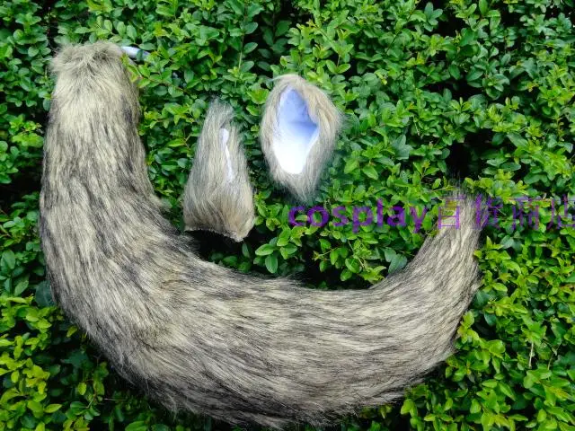 Косплей Универсальный дикий волк плюшевый серый хвост уши|tails plush|cosplay plushears tail |