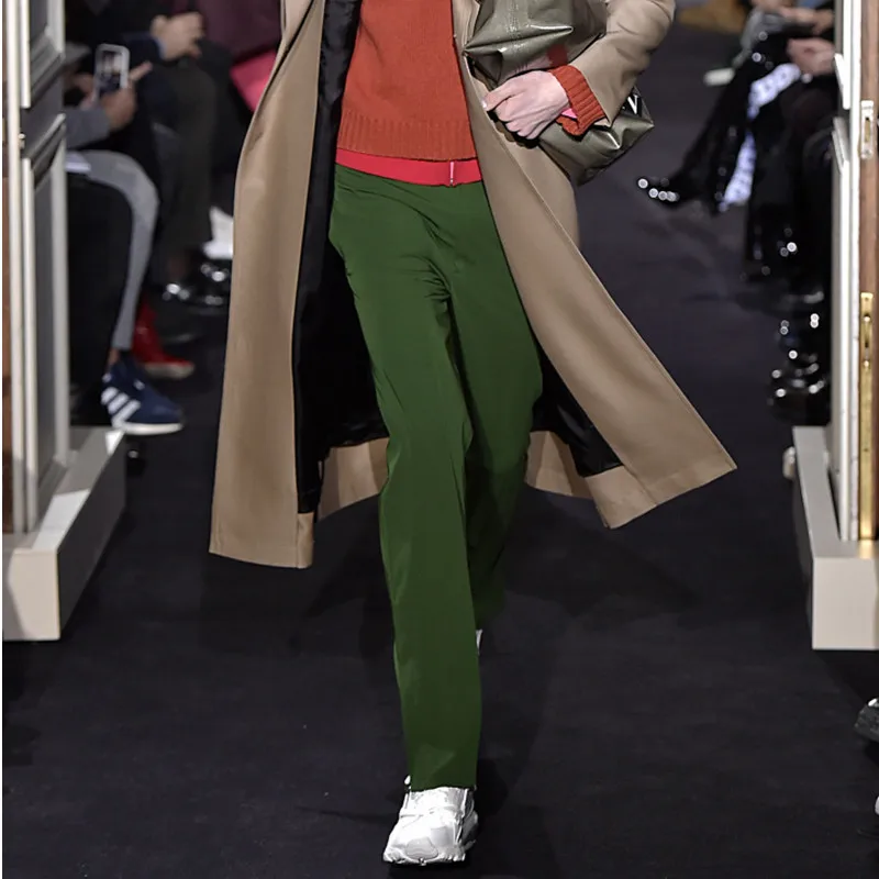 

Spring and summer men's new European and American style designer tailoring slim straight pants zipper design casual pants