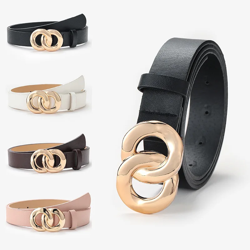 

Women Belts Soft Faux Leather Double Ring Buckle Waistband Vintage Decorative Casual Tighten All-Match Long Ladies Belt