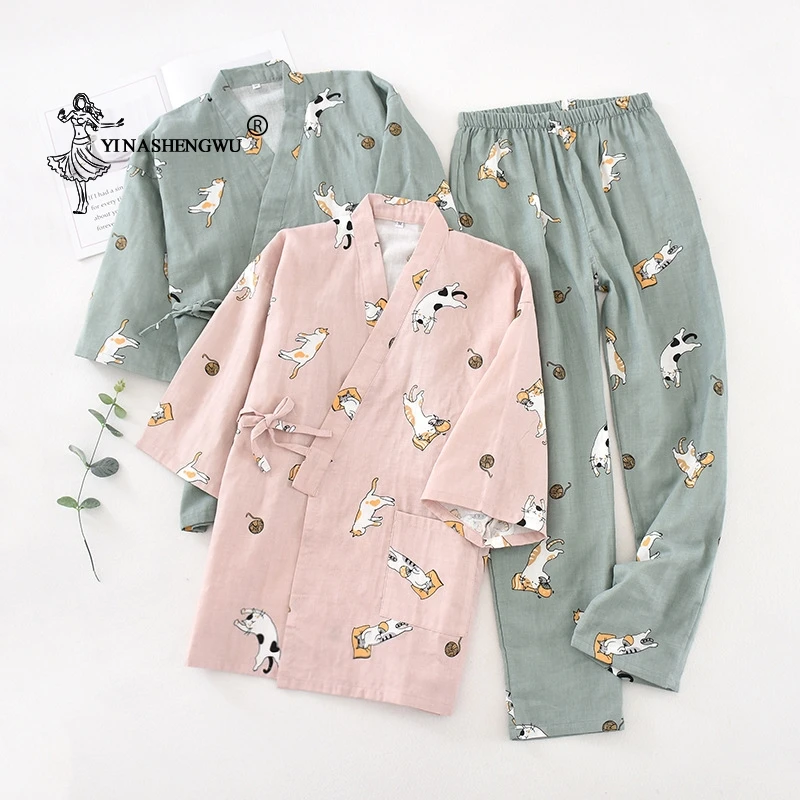 Японский кимоно для кошек унисекс юката кардиган пижамный комплект летний