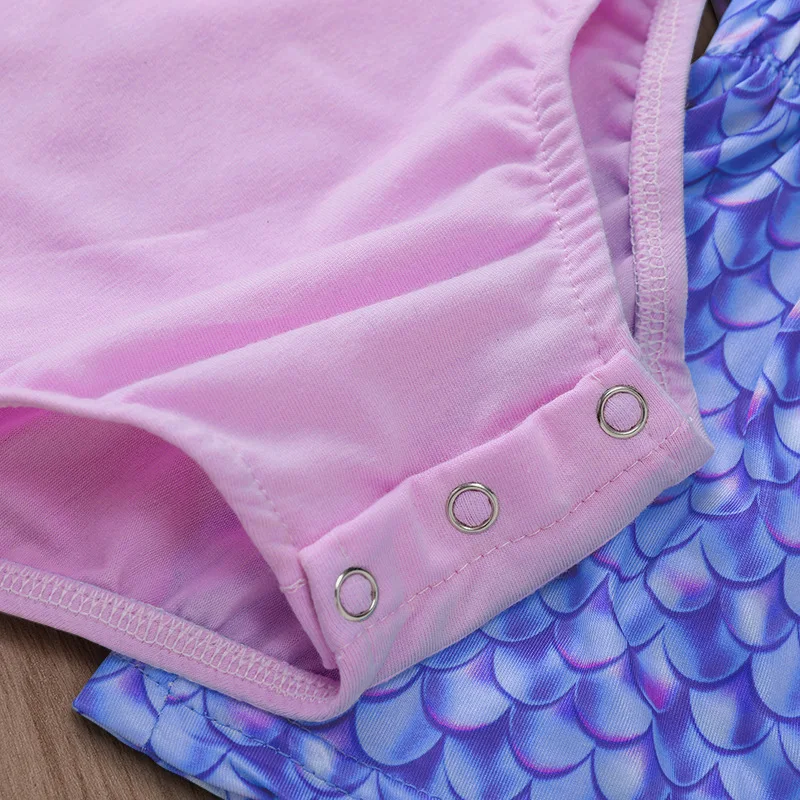 Наряд Русалочки на день рождения для маленьких девочек Розовое боди с рукавами