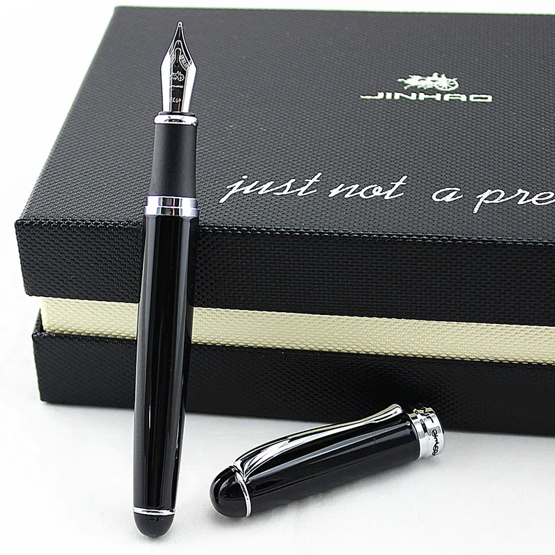 Фото Перьевая ручка Jinhao X750, черная, 18 КГП, со средним наконечником №1