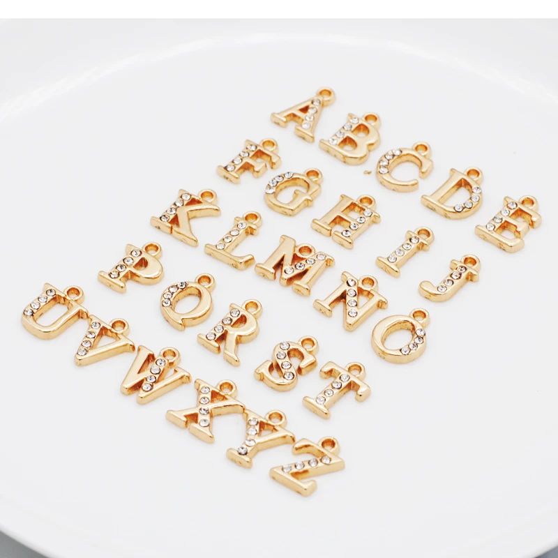 26 шт./лот Новинка KC Золотой Цвет A-Z буквы алфавита Шарм со стразами подходят для