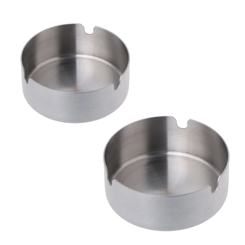 

2021 New High-End Stainless Steel Ashtray Durable Round Shape Cigarette Tray Portable Storage Case 10/12cm